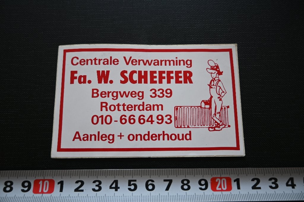 sticker rotterdam centrale verwarming fa w scheffer bergweg, Ophalen, Zo goed als nieuw
