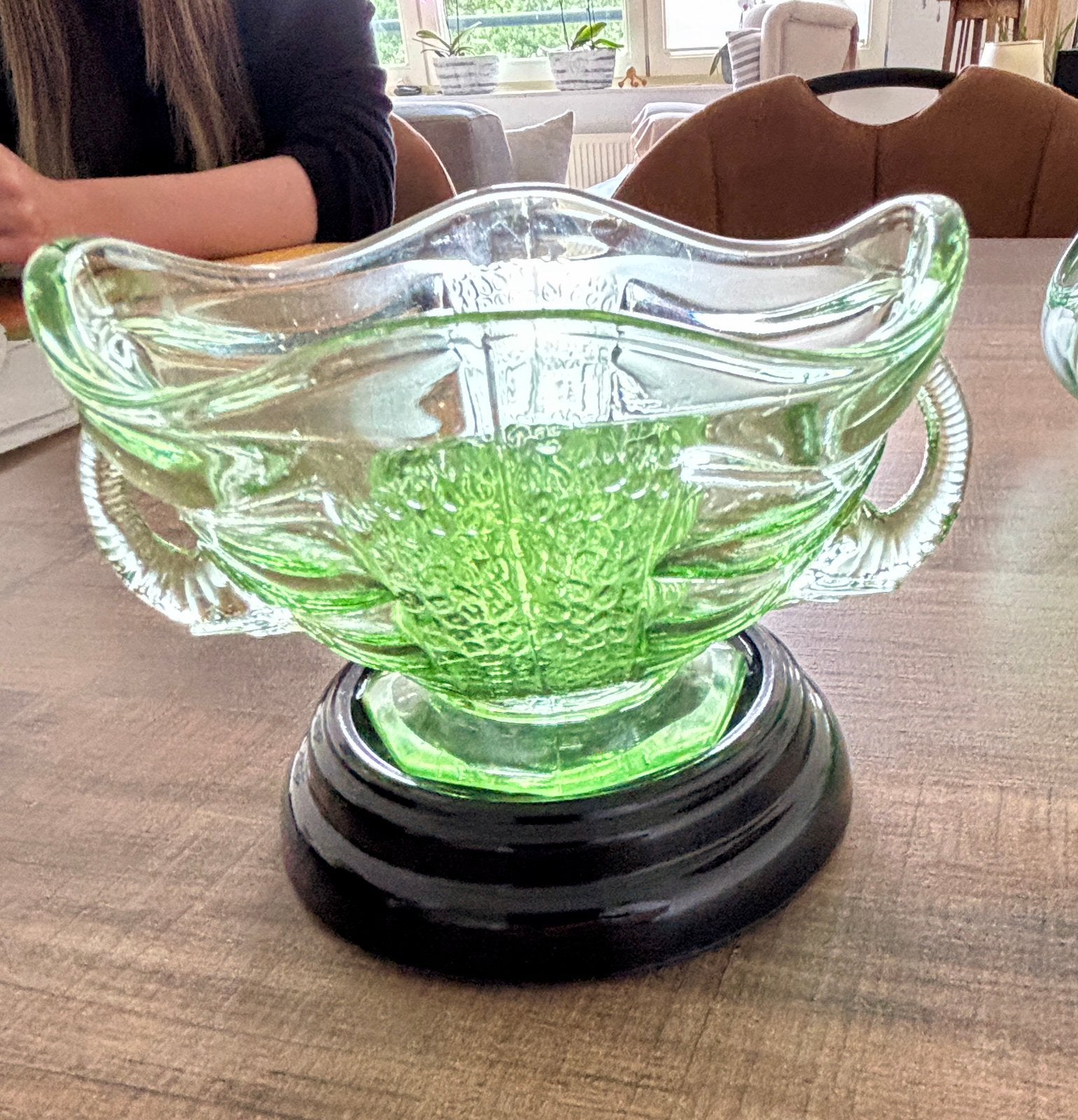 Art Deco schaal groen glas, Antiek en Kunst, Ophalen