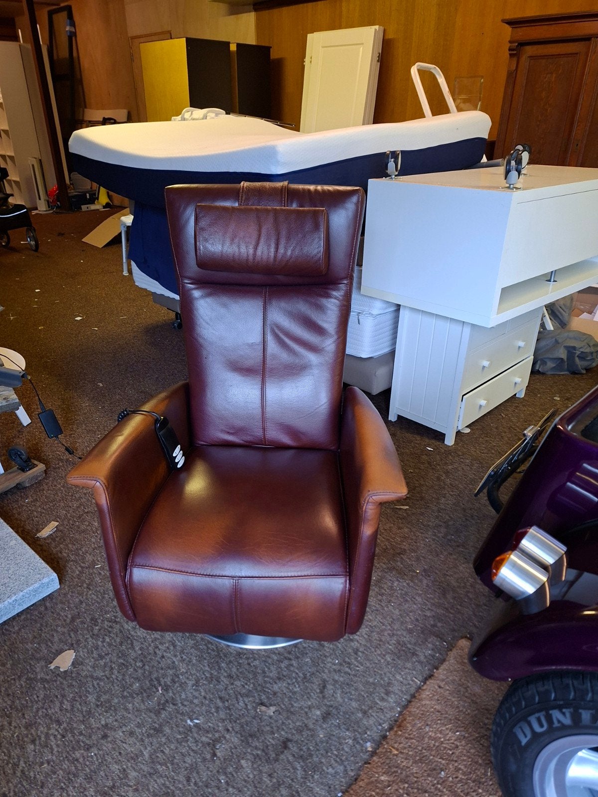 Prominent sta op stoel/relax stoel bruin leer, Ophalen, Gebruikt, Prominent, Minder dan 75 cm