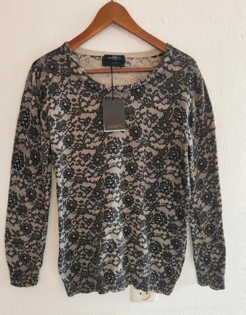 Nieuwe Gina Benotti trui met kantpatroon, maat L, Zwart, Nieuw, Ophalen of Verzenden, Maat 38/40 (M)