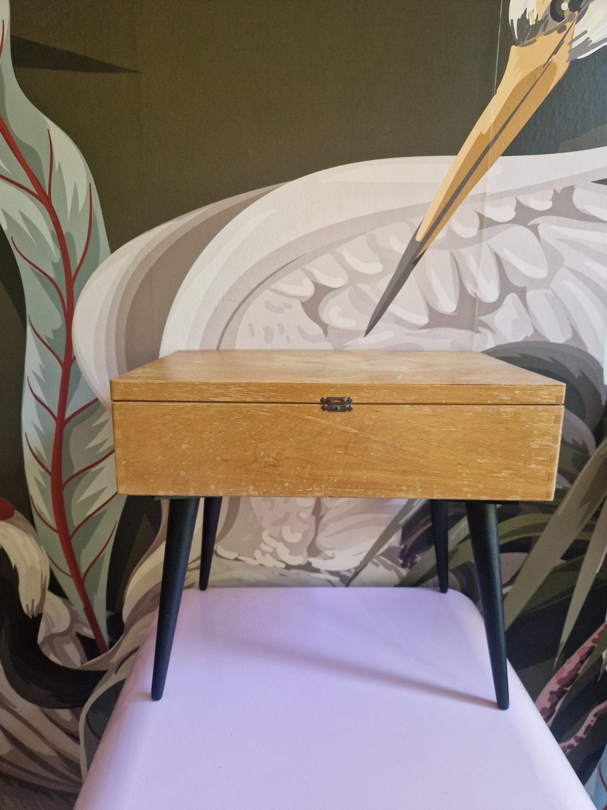 Vintage Mid-Century naaikistje / nachtkastje (jaren '50/'60, Ophalen of Verzenden, Huis en Inrichting
