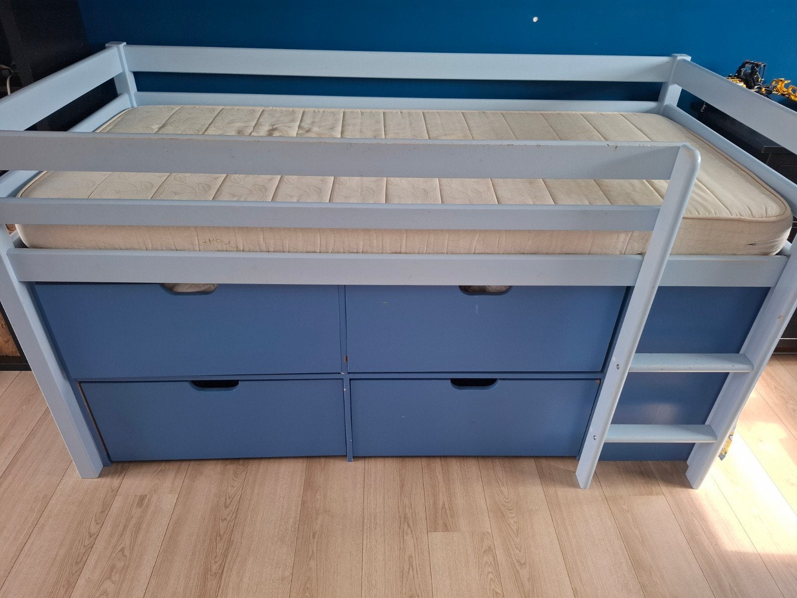 Leuke halfhoogslaper met veel bergruimte, Ophalen, 85 tot 100 cm, Gebruikt, 180 cm of meer