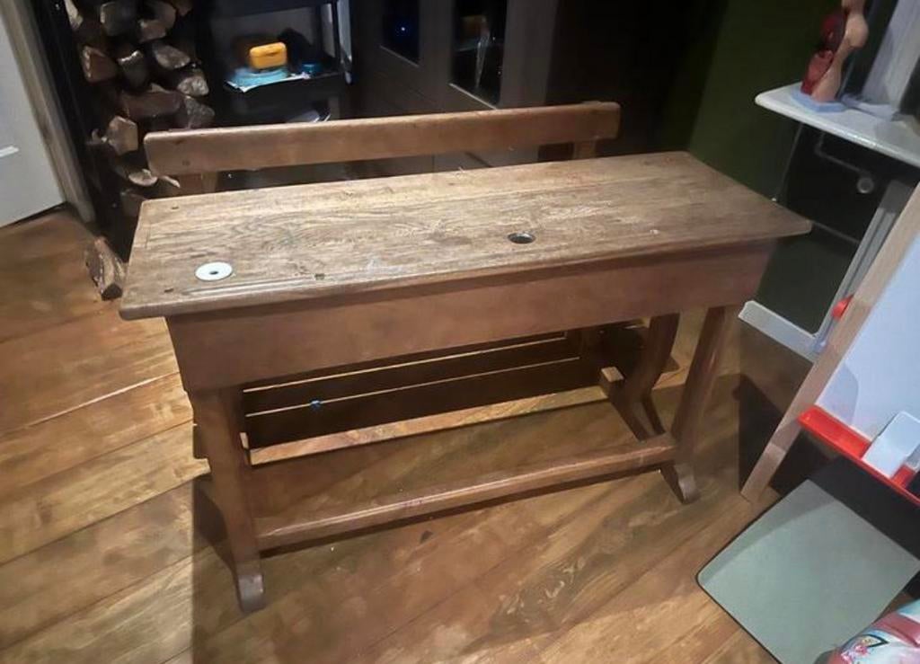 Schoolbankje, Franse stijl., Ophalen, Gebruikt, Tafel(s) en Stoel(en)