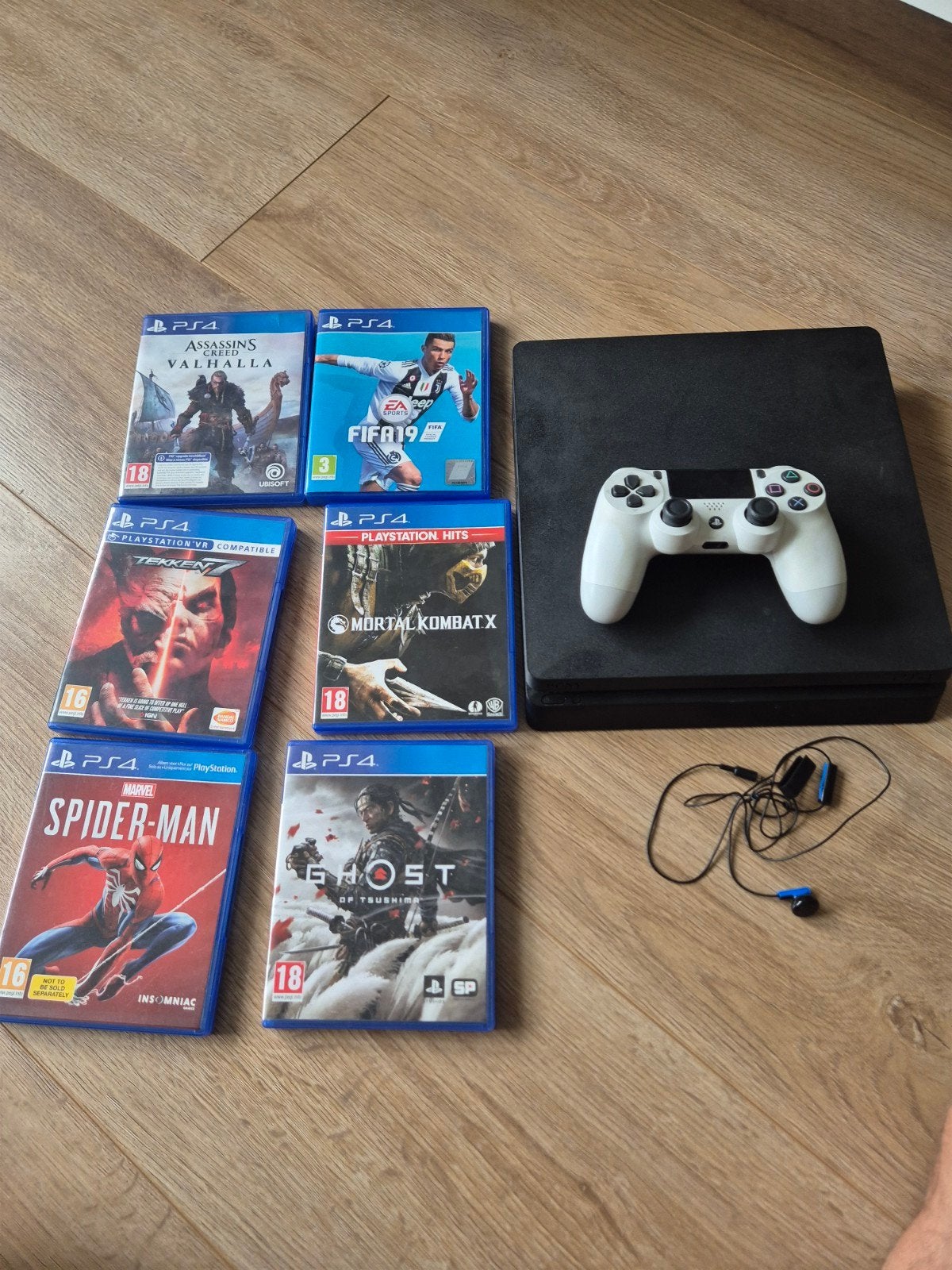 PlayStation 4 Slim met controller en 6 games, Ophalen of Verzenden, Met 1 controller, Slim, 500 GB