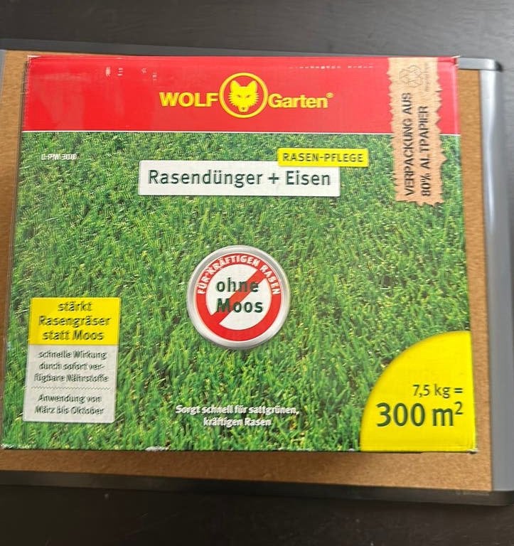 Wolf Garten Rasendünger + Eisen - 7,5 kg voor 300 m², ., Nieuw, Ophalen of Verzenden, .