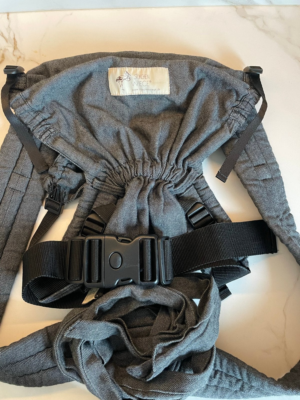 Storchenwiege Draagzak - Grijs (100%katoen, goede staat), Kinderen en Baby's, Babydragers en Draagdoeken, Zo goed als nieuw, Buik, Rug of Zij