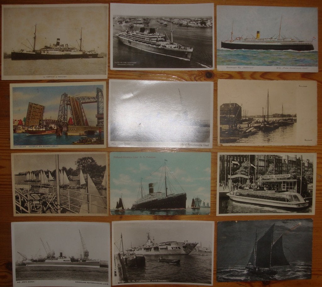 17 Ansichtkaarten thema Scheepvaart, goede staat, vanaf 1905, Ophalen of Verzenden, Voor 1920, Gelopen, Voertuig