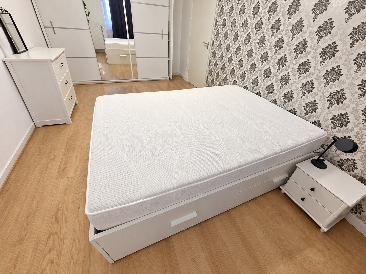 IKEA BRIMNES bed 140x200 met lades en LÖNSET lattenbodem, Huis en Inrichting, Ophalen, Wit, Tweepersoons, 140 cm