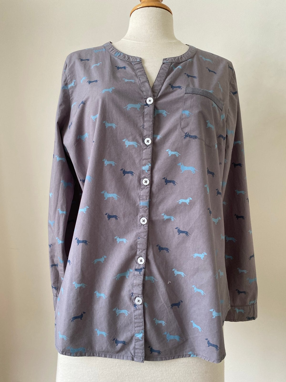 Brakeburn Blouse met Teckel Print - Maat 42/44 (L), Kleding | Dames, Ophalen of Verzenden, Gedragen, Maat 42/44 (L), Grijs