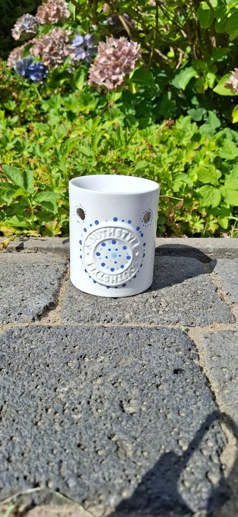 Waxinelichthouder. Woondecoratie. Stipstijl handgemaakt!, 10 cm, Blauw, Waxinelichthouder, Nieuw