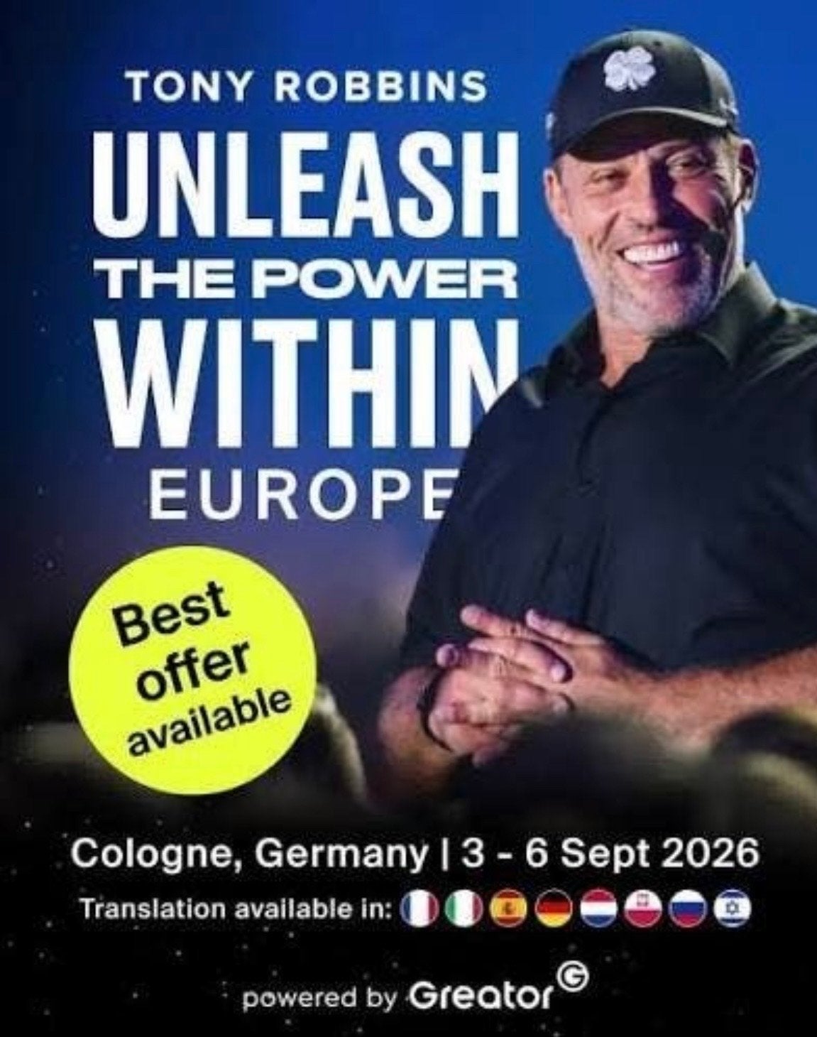 2xTicket Tony Robbins unleash the Power within Europe SILVER, Tickets en Kaartjes, Eén persoon
