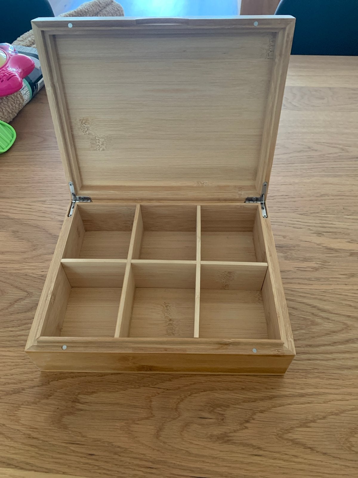 Theekistje van bamboe met 6 vakken, Hout, Ophalen of Verzenden, Bruin, Landelijk
