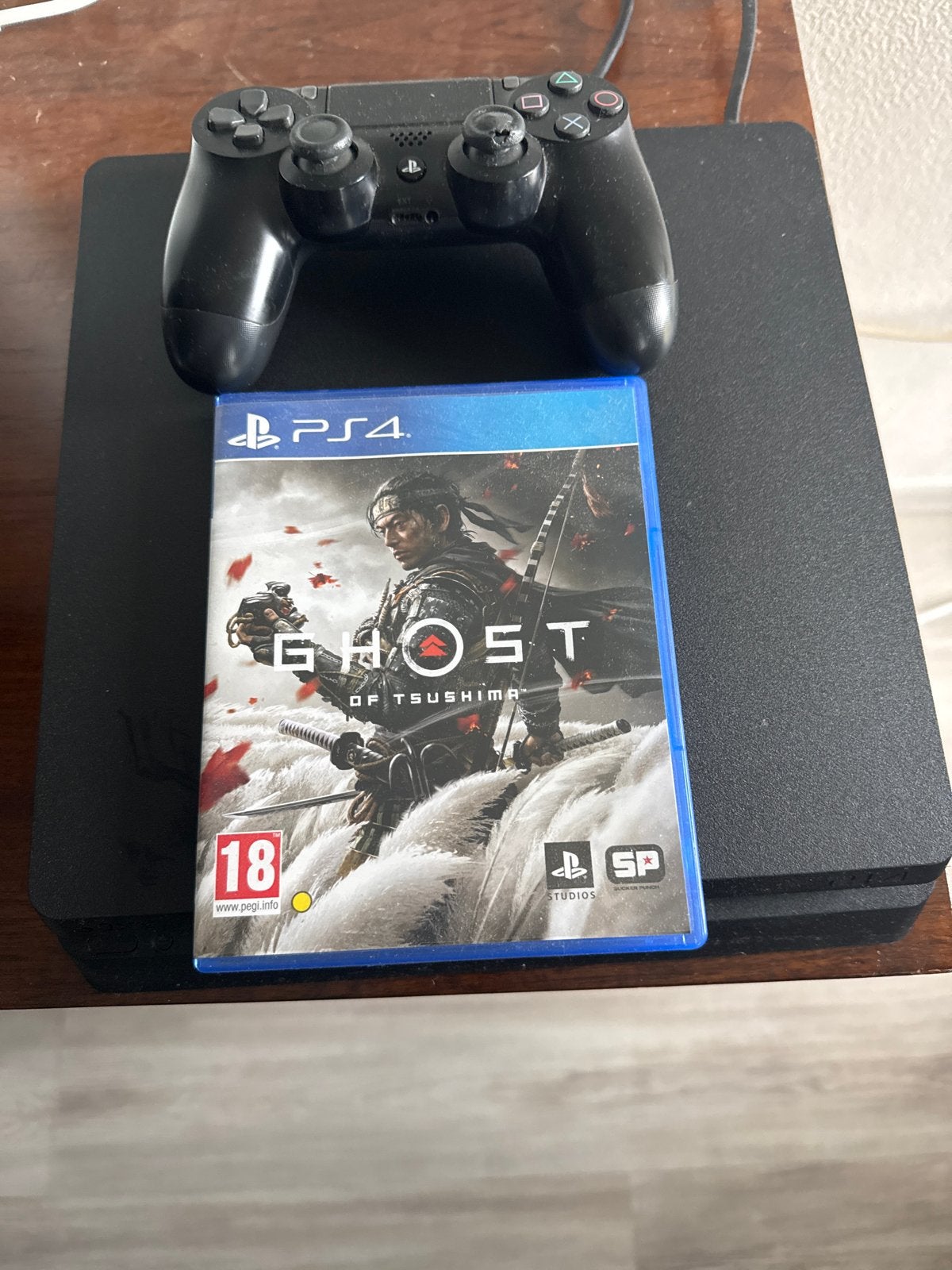 PlayStation 4 Slim met controller en Ghost of Tsushima, Ophalen, Met 1 controller, Slim, 500 GB