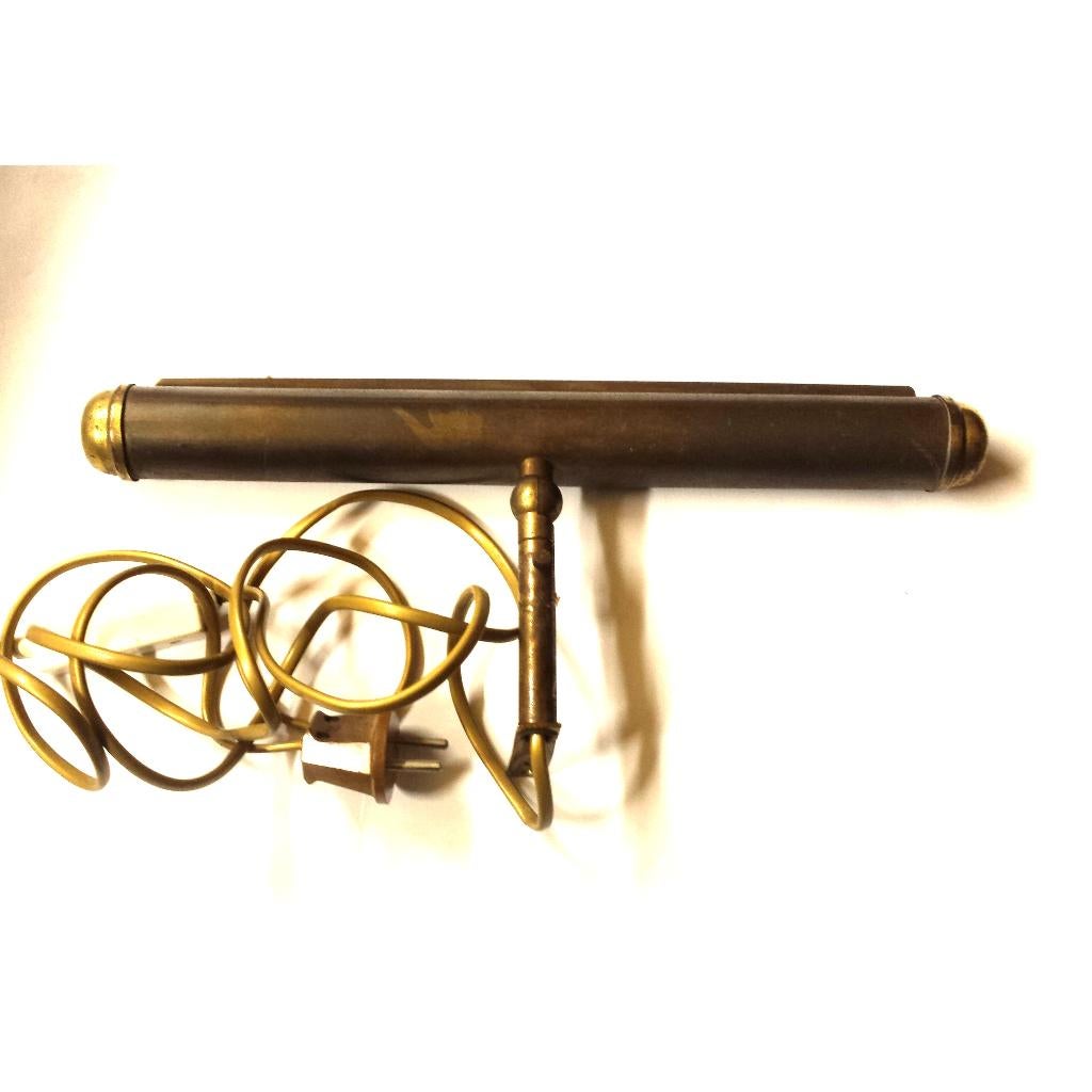 Vintage lamp Koper- of Brons- Messing schilderijverlichting, Ophalen of Verzenden