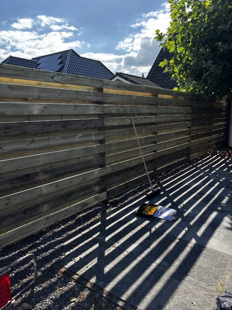 ACTIE: Houten schutting inclusief plaatsing, Tuin en Terras, Schuttingen, 1 tot 2 meter, 9619 TC, 6 meter of meer, Nieuw