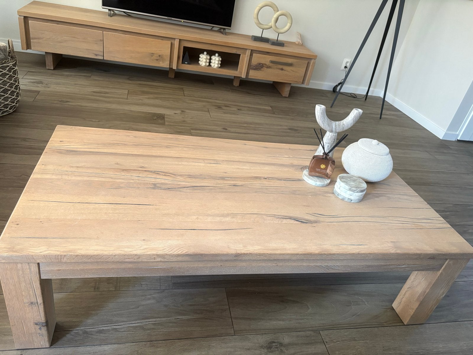 Mooie salontafel van Henders en Hazel, Huis en Inrichting, Tafels | Salontafels, Gebruikt, 100 tot 150 cm, Eikenhout, 50 tot 100 cm