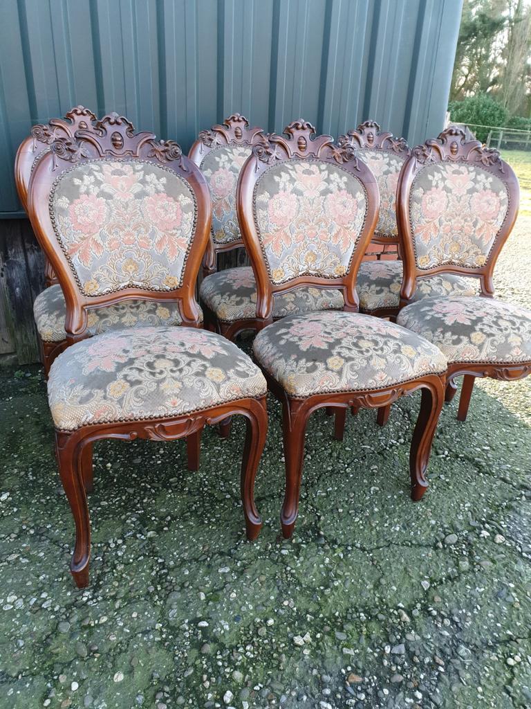 6 Barok eetkamer stoelen, Antiek en Kunst, Antiek | Meubels | Stoelen en Banken, Ophalen