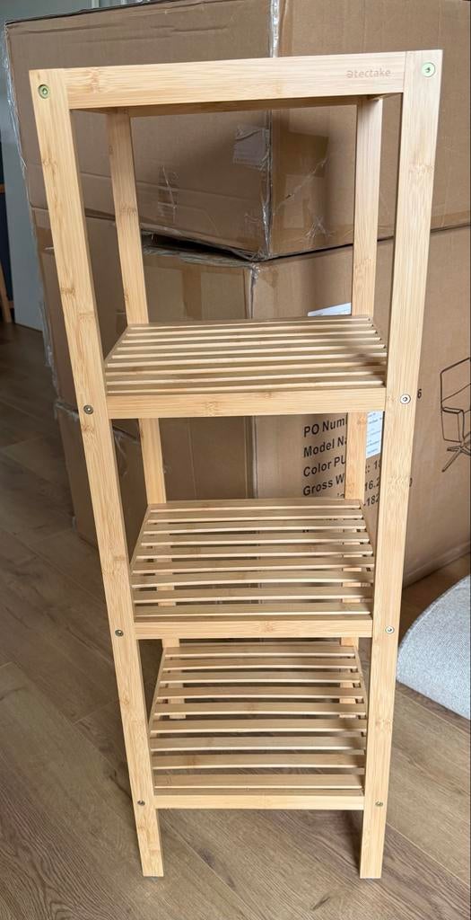 Tectake bamboe badkamerrek met 4 planken NIEUW!, Ophalen, Zo goed als nieuw
