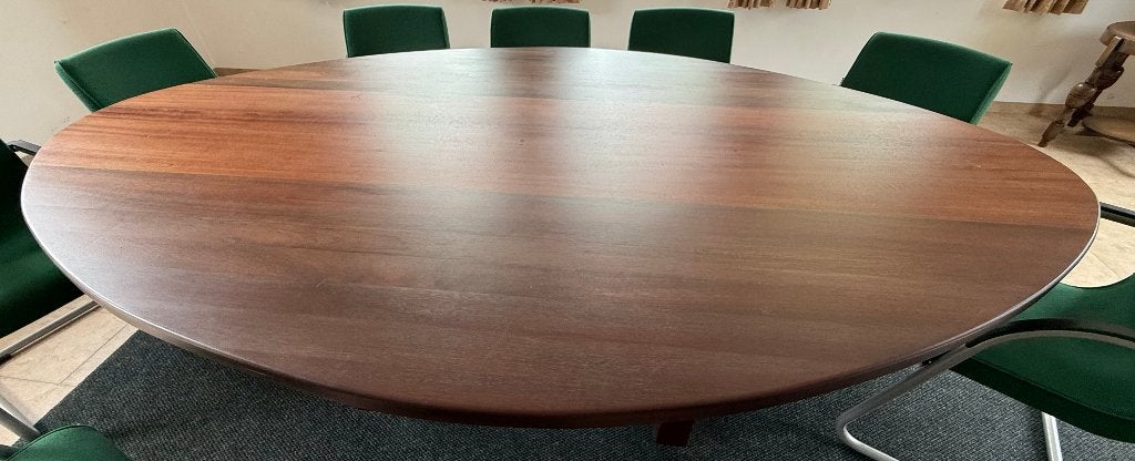Tafel, ovaal, stevig, hout, prachtig, tenminste plek voor 10, Ophalen, Stevig, meranti, massief, perfecte staat, 150 tot 200 cm