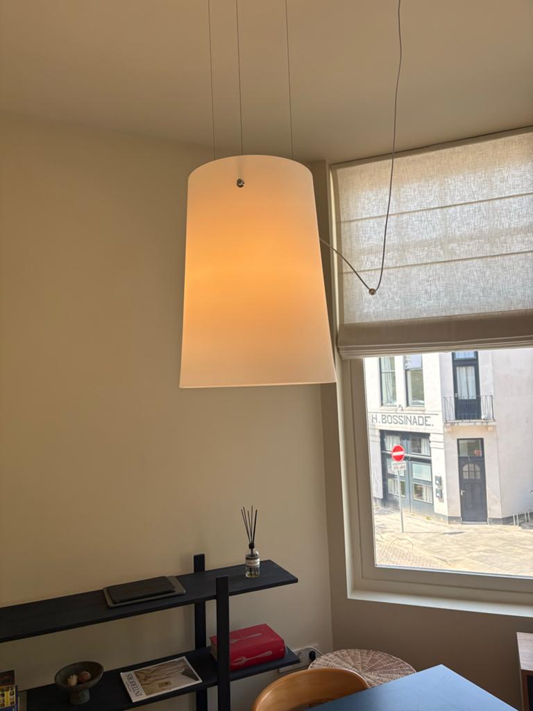 2x Prandina Sera S1 hanglampen met ophangmechanisme, Ophalen, Gebruikt, Glas, 50 tot 75 cm