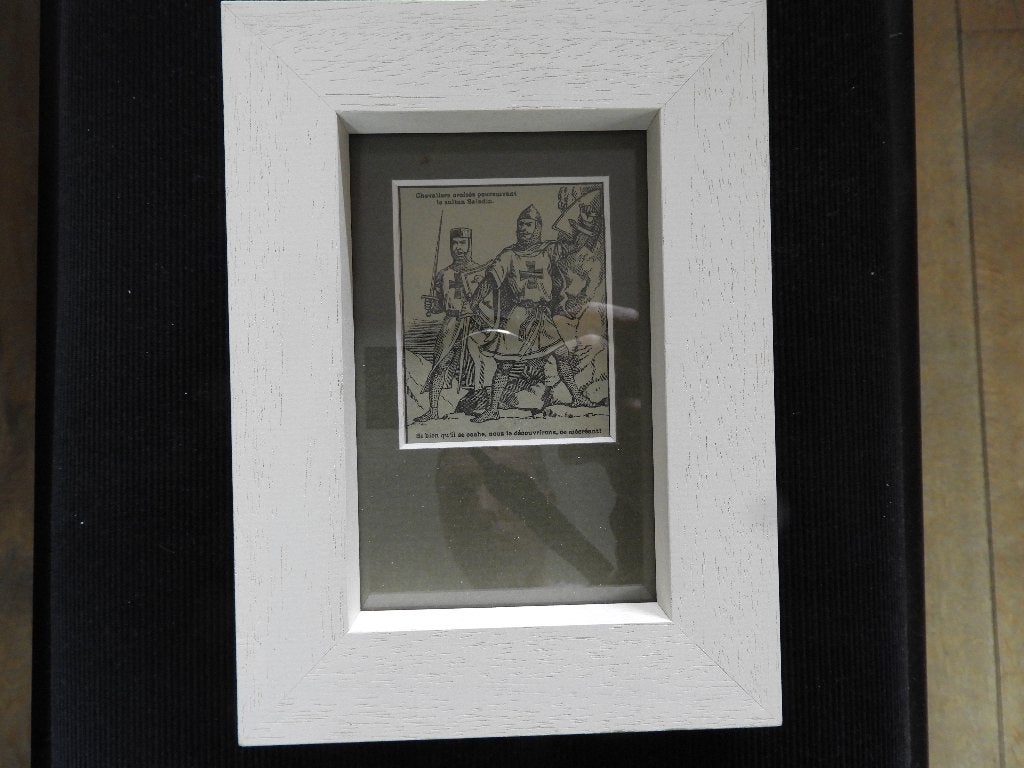 Chromolithografie - Kruisvaardersridders volgen Saladin, Ingelijst, Ophalen of Verzenden, Personages en Fantasiefiguren, Lithografie