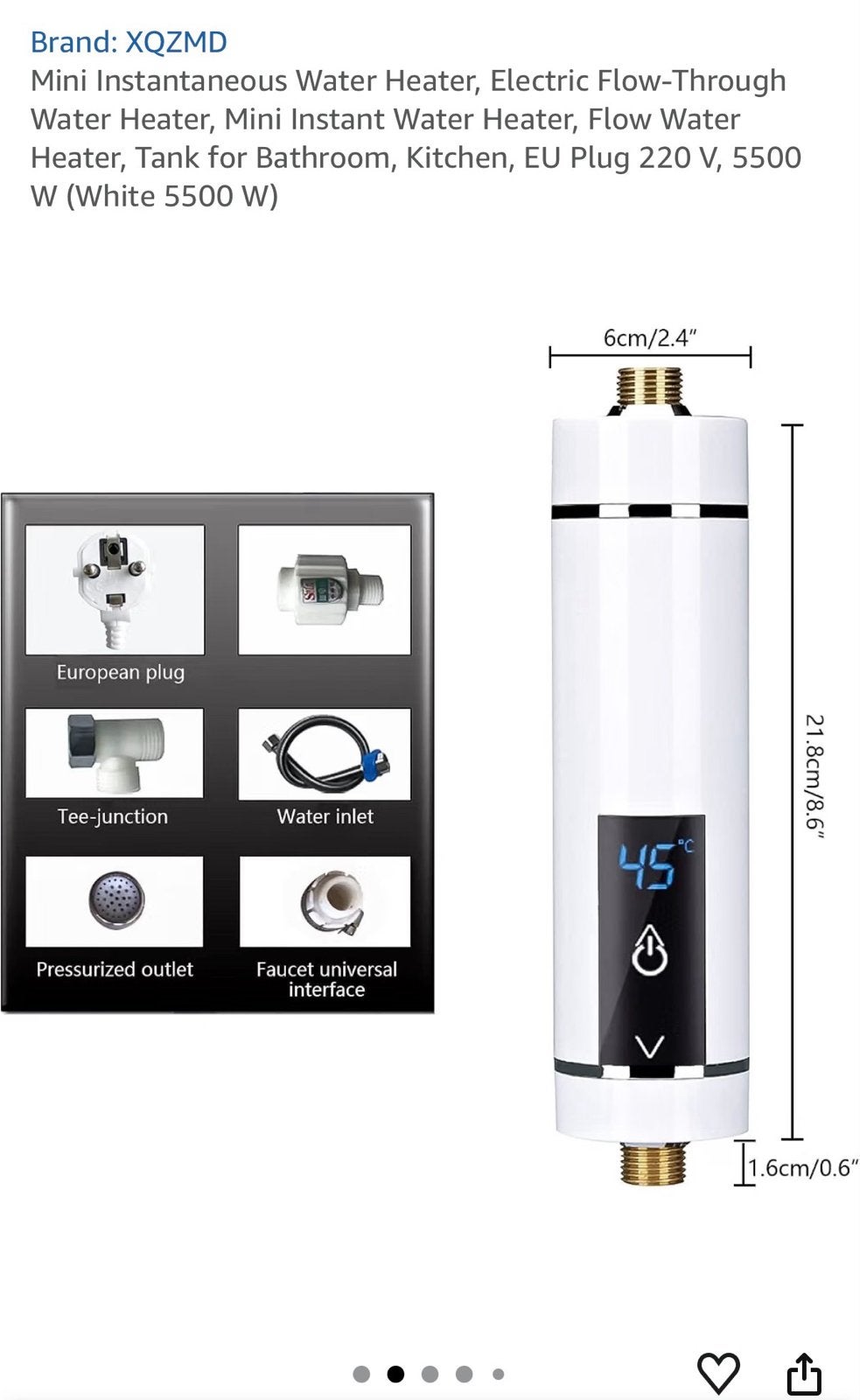Mini Instantane Boiler 5500W - Wit - NIEUW IN DOOS, Aardgas, Nieuw, Minder dan 3 jaar oud, Minder dan 20 liter