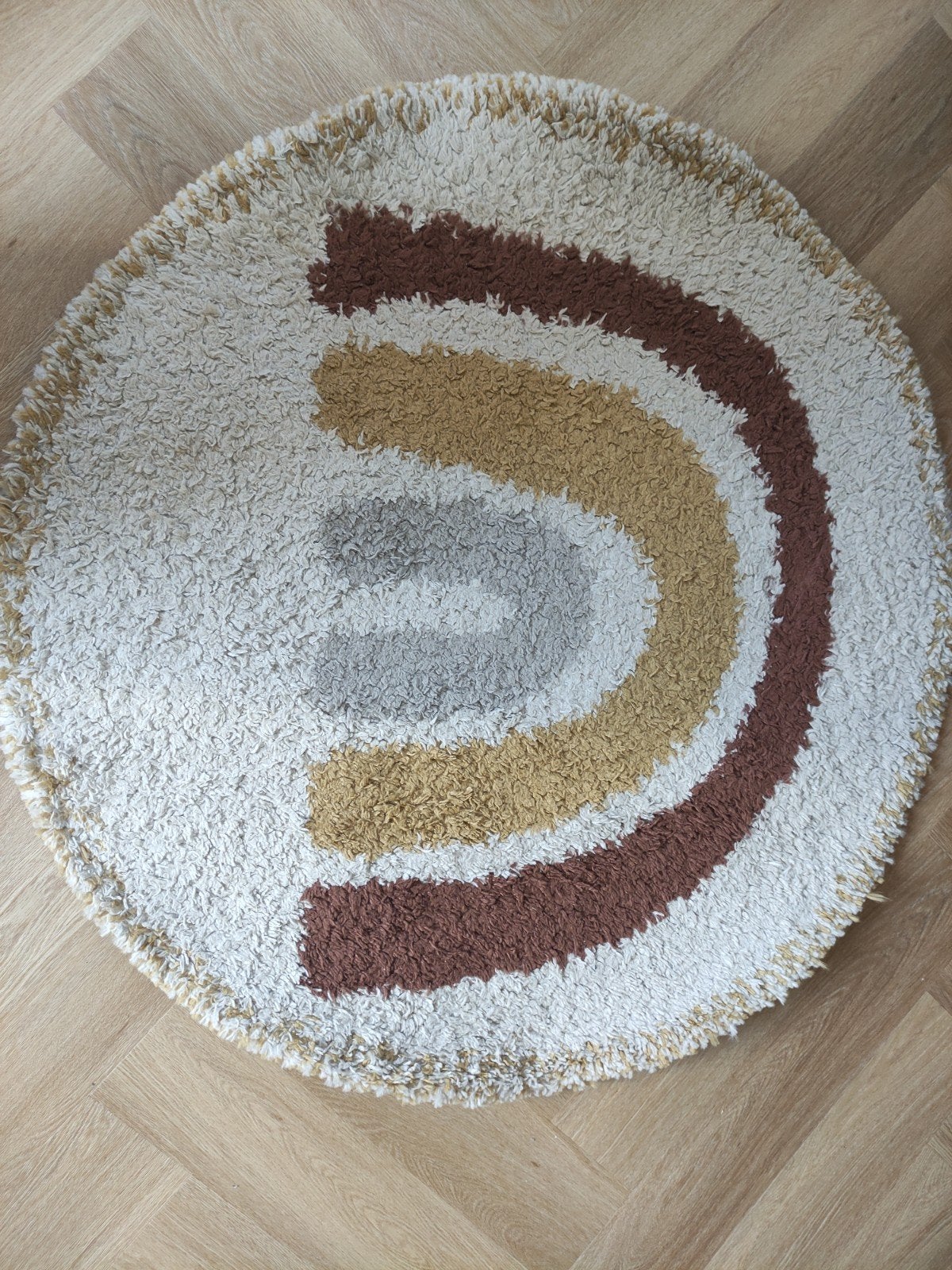 Rond vloerkleed met regenboogpatroon - Natiliot, Ophalen, Bohemian, Speels, Modern, Rond, Zo goed als nieuw