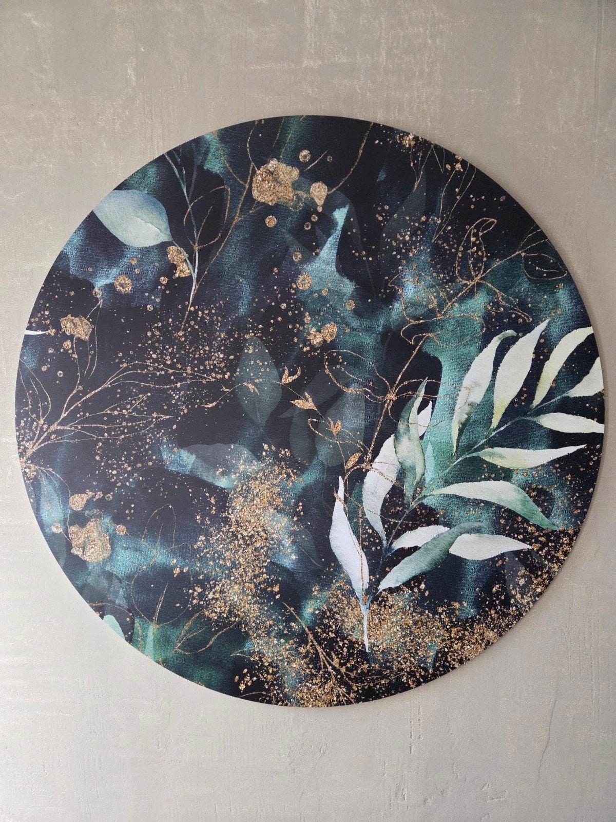 Rond Schilderij met Botanische Bladeren 100cm, Huis en Inrichting, Ophalen, 50 tot 75 cm, Nieuw, Schilderij