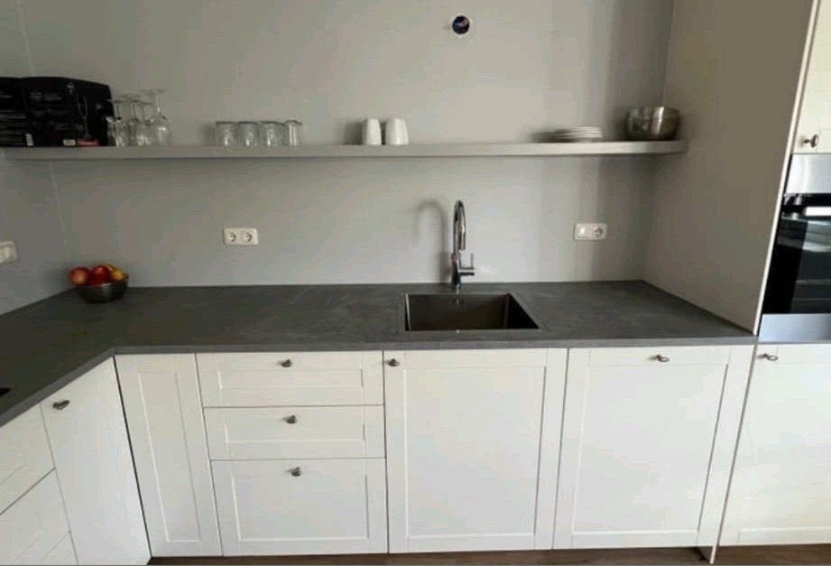 Complete keuken met inbouwapparatuur, Ophalen, Zo goed als nieuw, Wit, Hoekkeuken