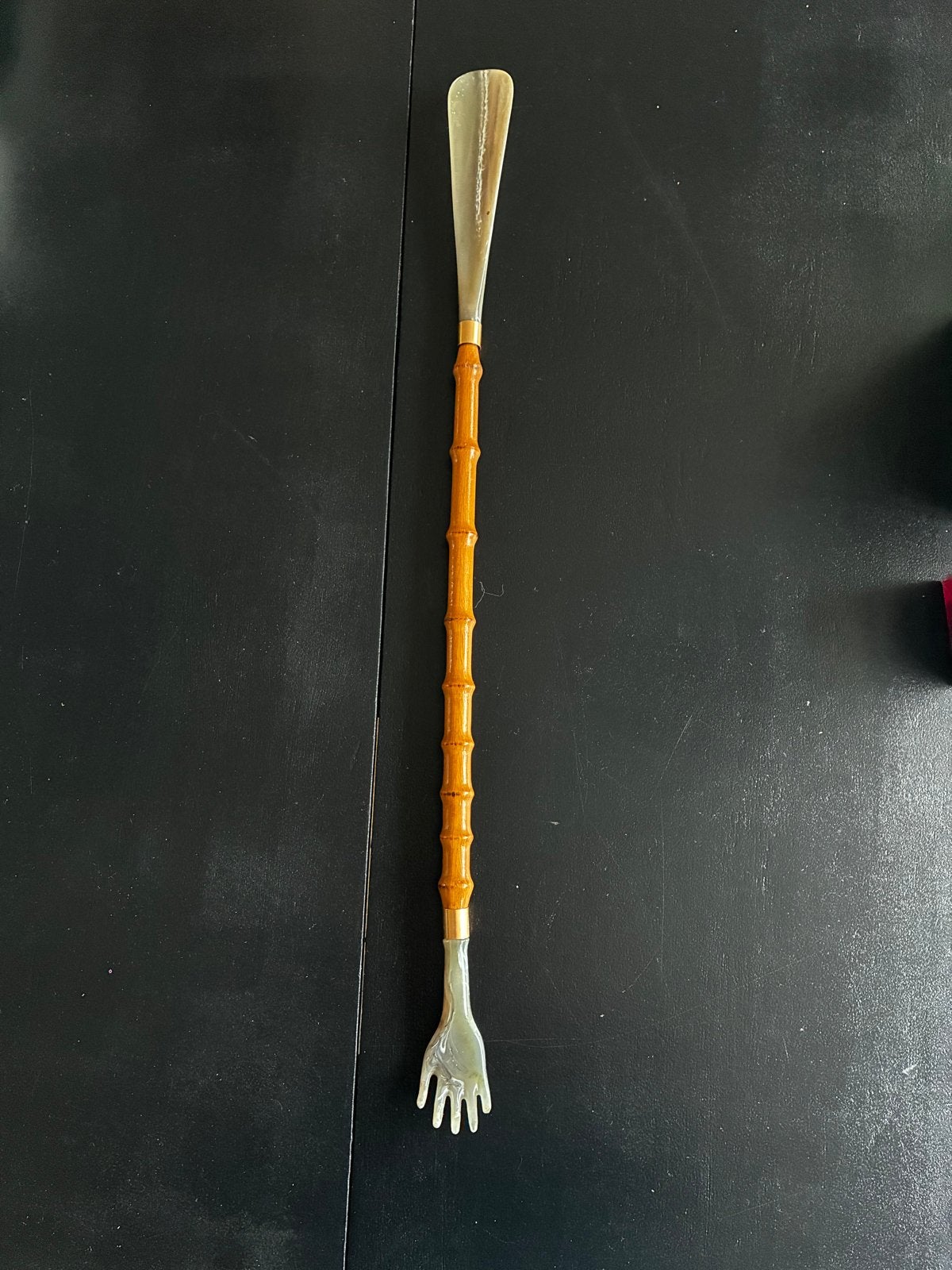Vintage Schoenenlepel en Rugkrabber - Bamboe & Parelmoer, Ophalen of Verzenden