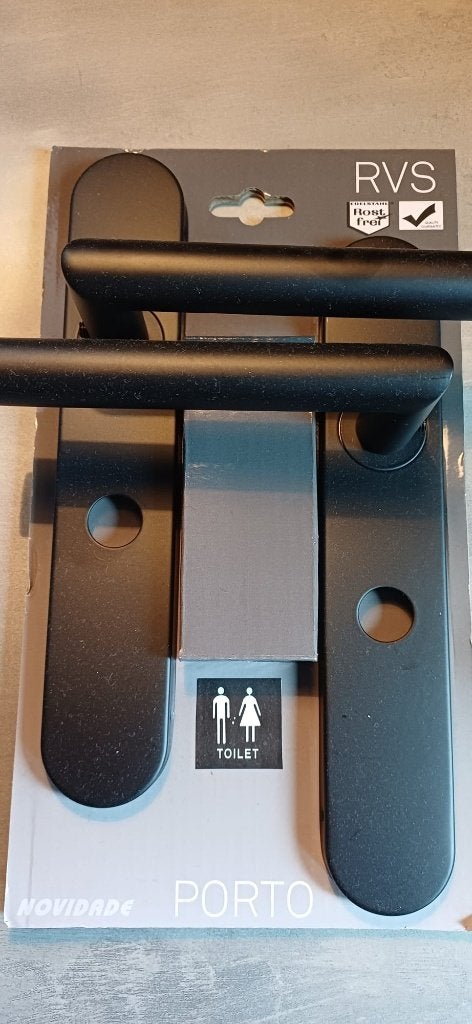 Novidade deurkrukset Porto ovaal schild WC zwart RVS, Verzenden, Nieuw, Rvs, Klink of Kruk