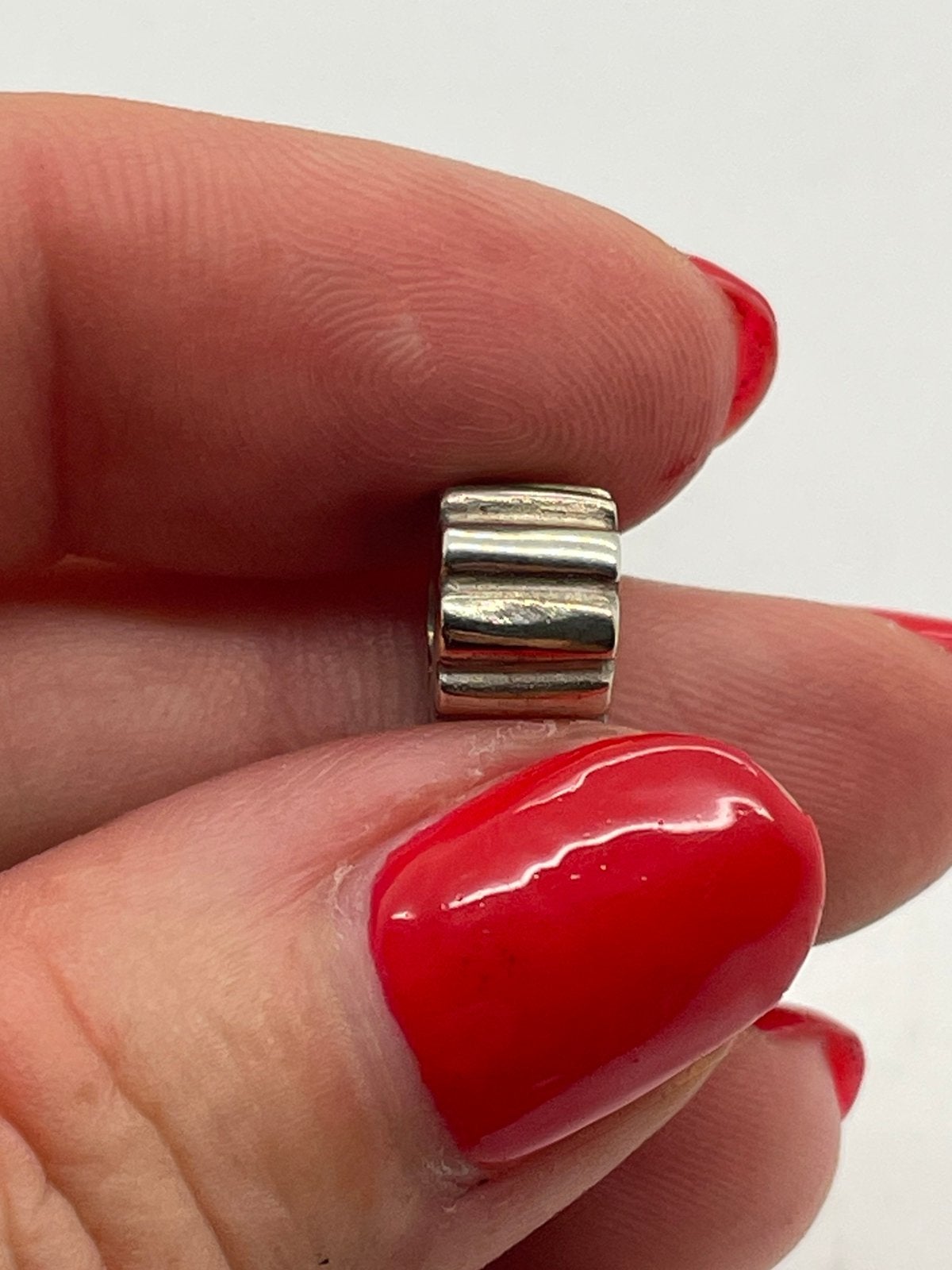 F78 Pandora zilveren stopper bedel ribbels, Sieraden, Tassen en Uiterlijk, Bedels, Pandora, Ophalen of Verzenden, X, Zilver