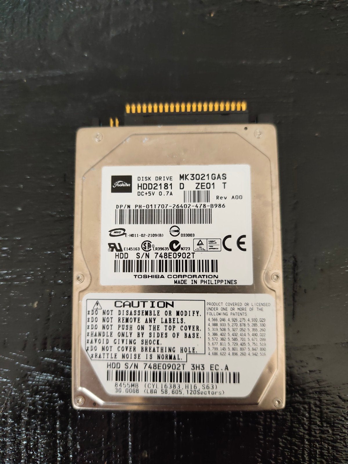 Toshiba MK3021GAS 30GB HDD - Intern, Gebruikt, Intern, HDD, Ophalen of Verzenden, Laptop
