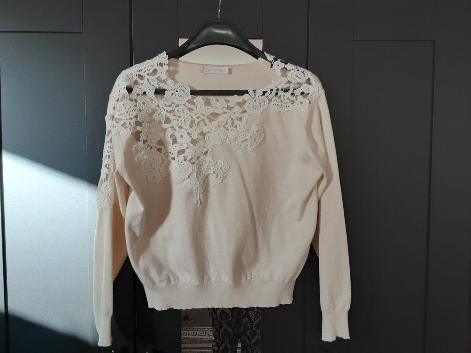 Schattig truitje met kant, Kleding | Dames, Ophalen of Verzenden, Zo goed als nieuw, Maat 38/40 (M), Beige