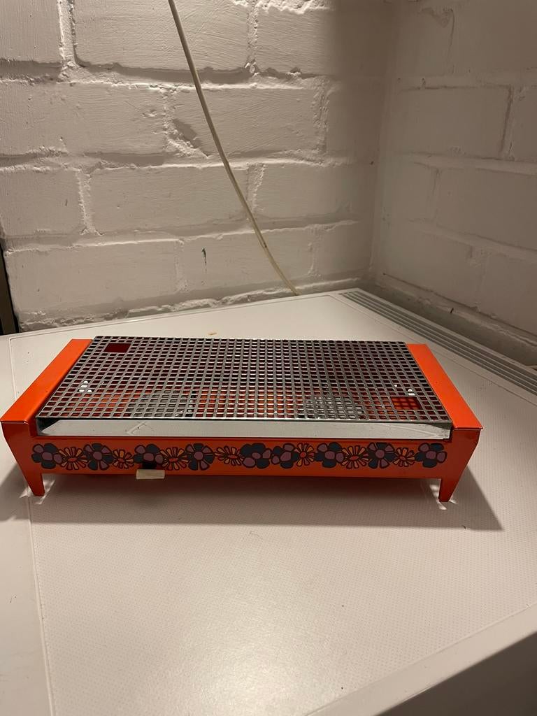 Antieke Brabantia Rechaud oranje bloemen Vintage warmhoud, Ophalen of Verzenden