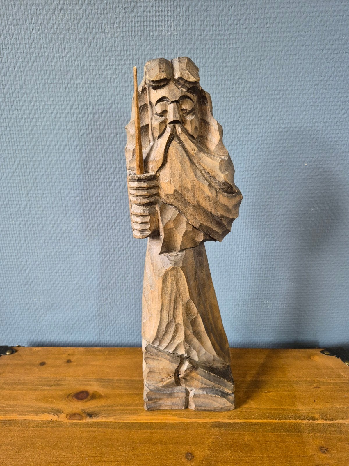 Houten Wodan Beeld - Licht Hout, 40 cm, Antiek en Kunst, Ophalen of Verzenden