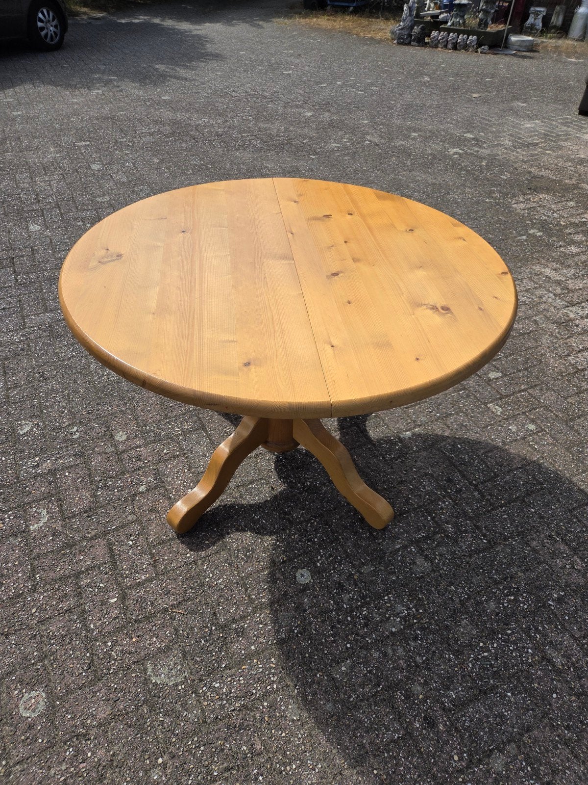 Vintage Monroe  masive grenen  ronde uitschuifbaar tafel, Ophalen of Verzenden