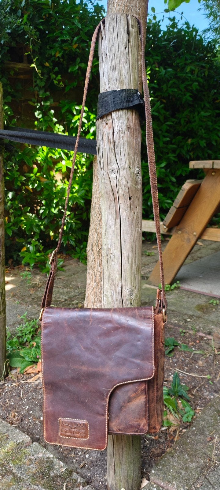 Hunters Leren Schoudertas met Holster Omslag - bijna nieuw!, Overige merken, Bruin, Ophalen of Verzenden, Zo goed als nieuw