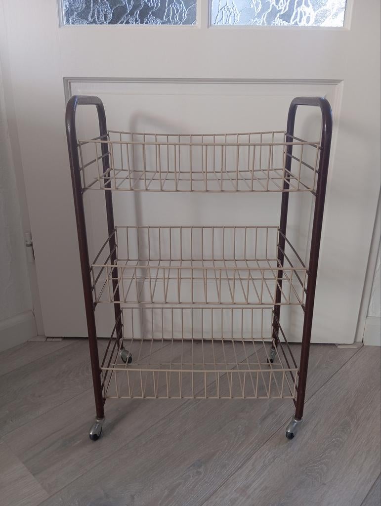 Vintage tomado trolley met 3 manden - Bruin/Beige, Ophalen of Verzenden