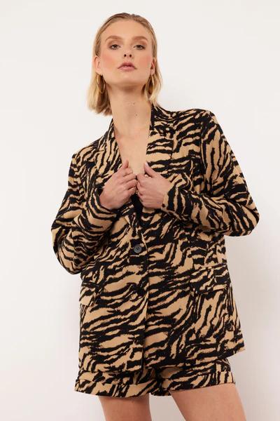 Nieuw! Fluresk Oversized Blazer met Zebraprint - Maat 44, Beige, Maat 42/44 (L), Nieuw, Ophalen of Verzenden