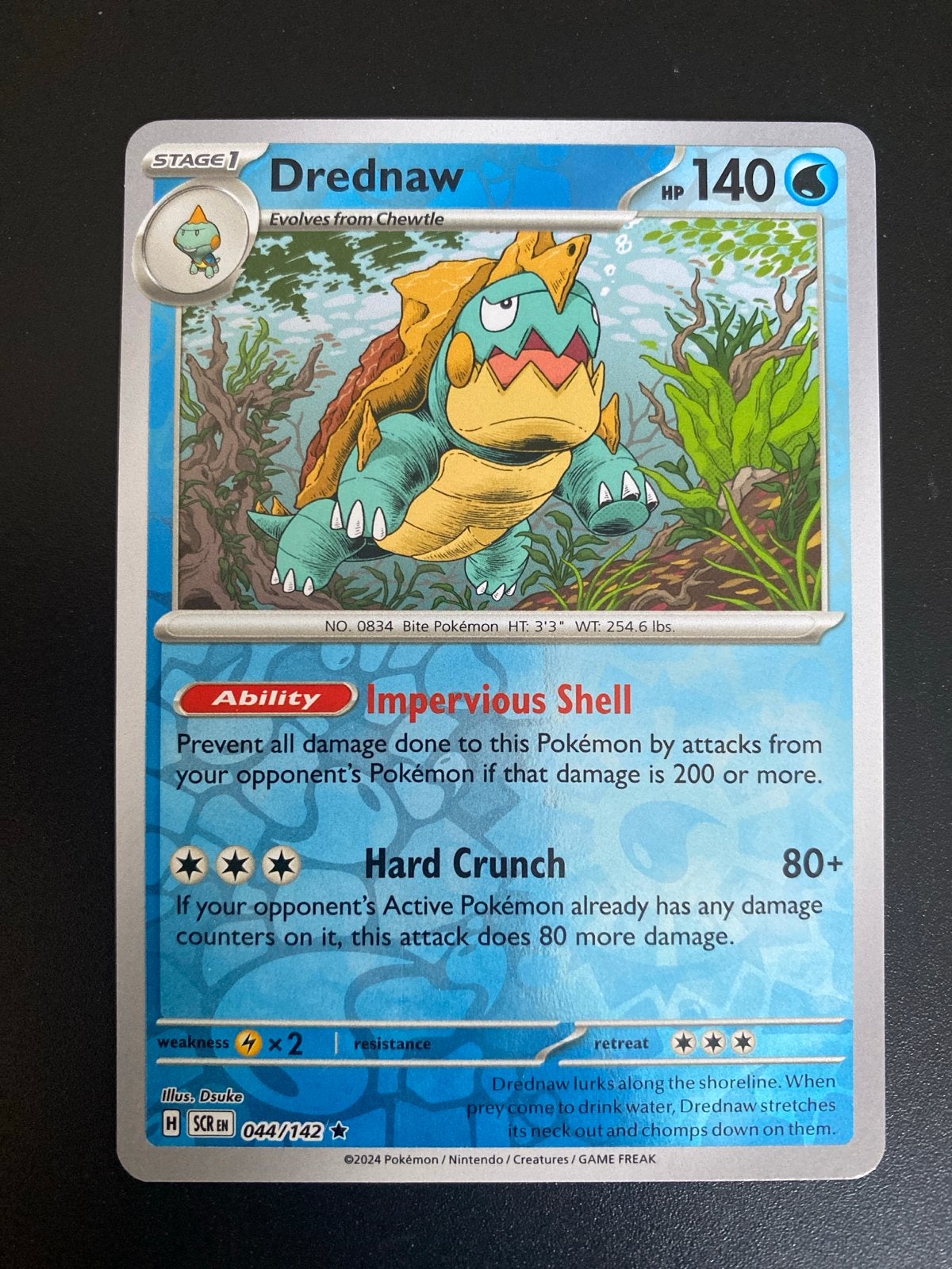 Drednaw 044/142 Rare Reverse Holo Pokémon Stellar Crown, Ophalen of Verzenden, Zo goed als nieuw, Losse kaart, Foil