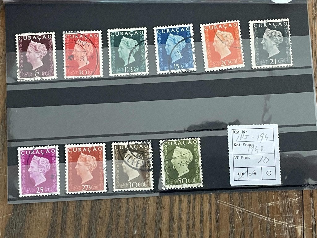 postzegels Curacao NVPH 185-194 gestempeld op kaart 182, Verzenden, Gestempeld