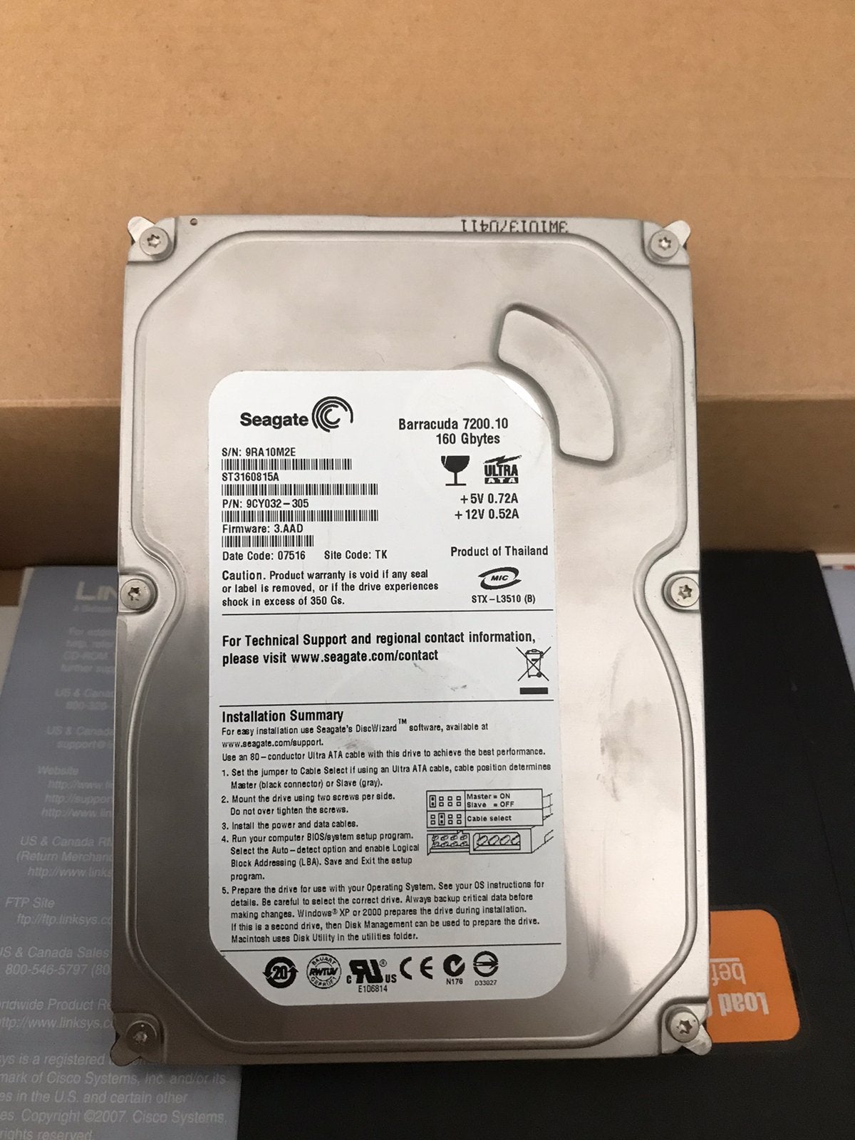 Seagate Barracuda 7200.10 160GB, Computers en Software, Harde schijven, Ophalen of Verzenden, Zo goed als nieuw