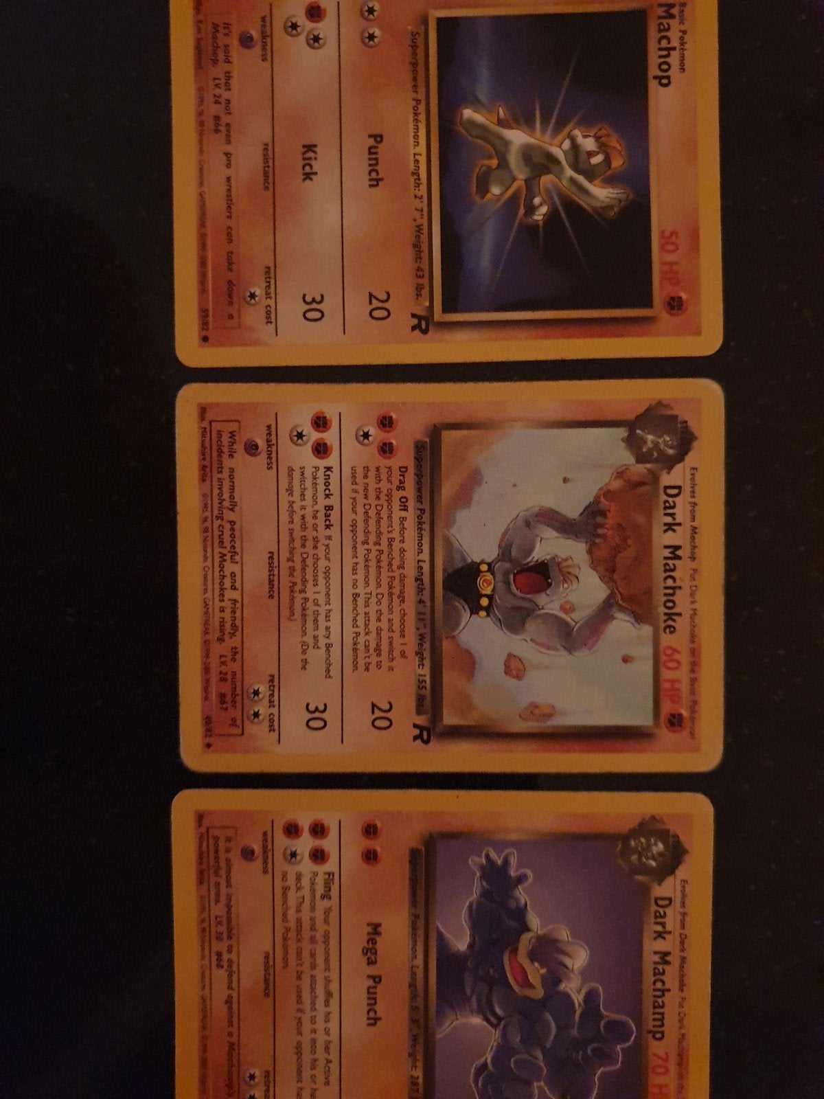 Pokémon Kaarten: Machop, Dark Machoke, Dark Machamp, Ophalen of Verzenden