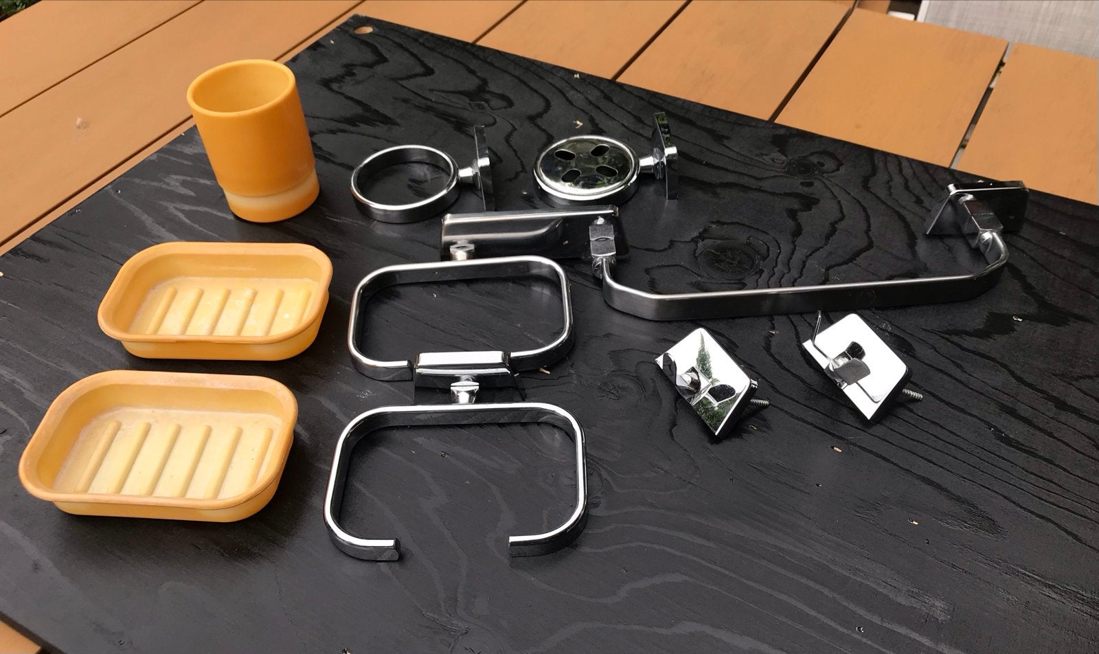 Geesa Badkamer Accessoires Set - Chroom en Geel, Huis en Inrichting, Ophalen, Gebruikt, Meerkleurig, Overige merken
