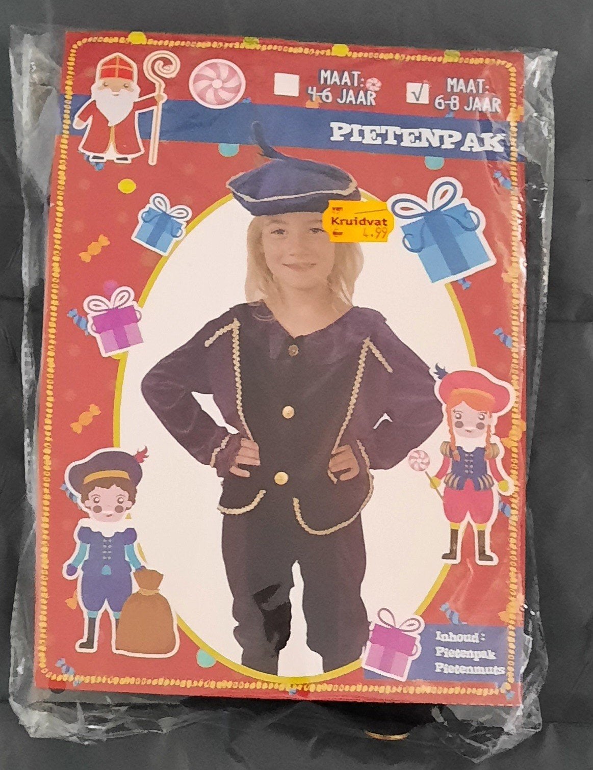 Pietenpak paars/zwart - Maat 6-8 jaar, Kinderen en Baby's, Ophalen of Verzenden, Zo goed als nieuw, 122 t/m 128, Jongen of Meisje