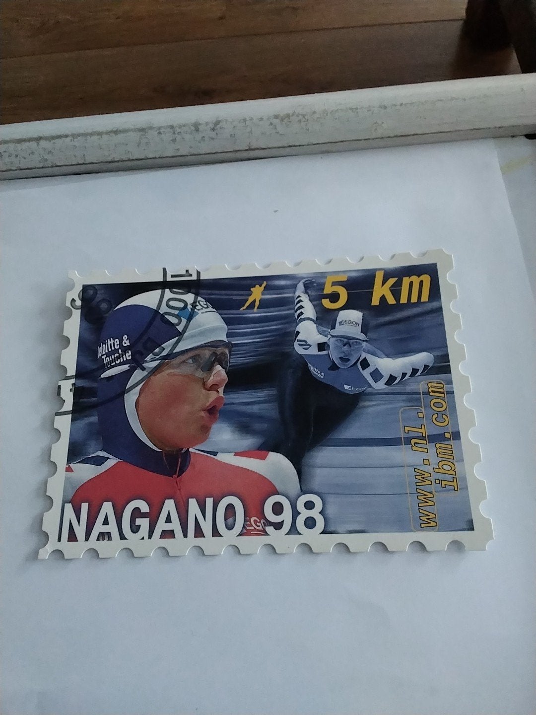 Boomerang ansichtkaart Nagano '98 Schaatsen 5 km, Verzamelen, Ophalen of Verzenden, 1980 tot heden, Ongelopen