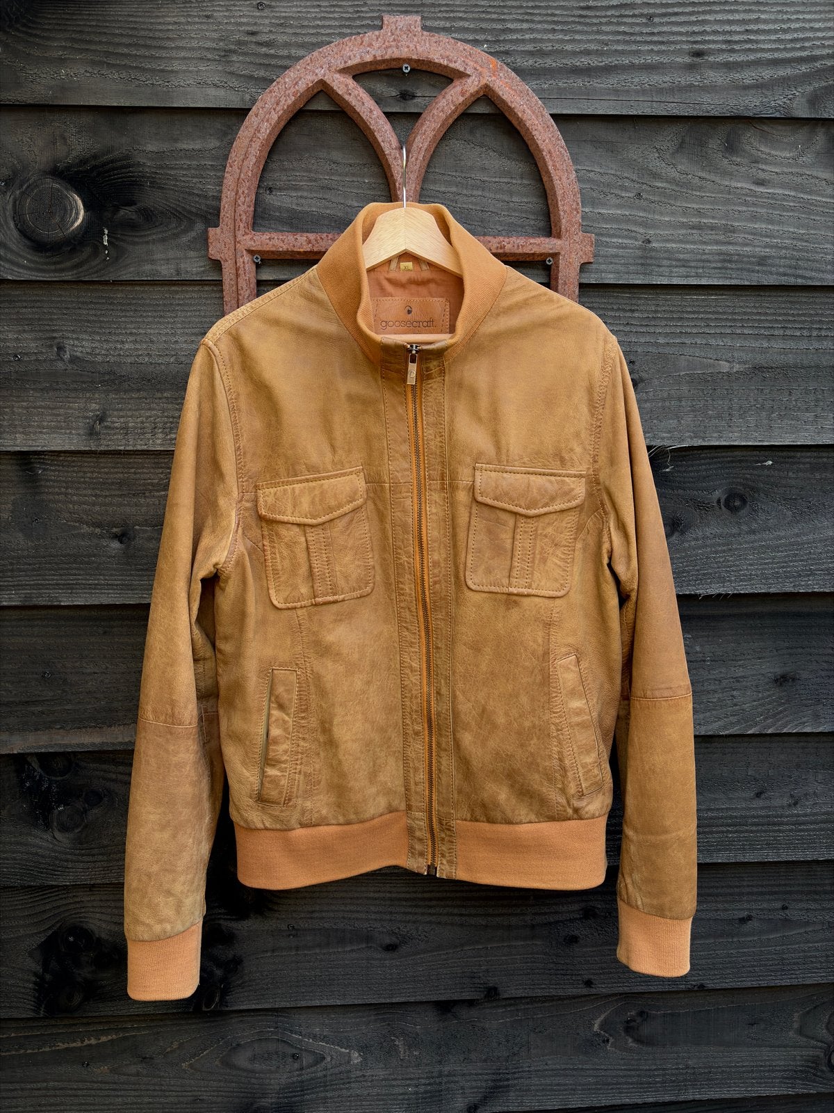 Goosecraft Leren Bomberjack XL Bruin - Zo goed als nieuw, Kleding | Heren, Ophalen of Verzenden, Zo goed als nieuw, Maat 56/58 (XL)