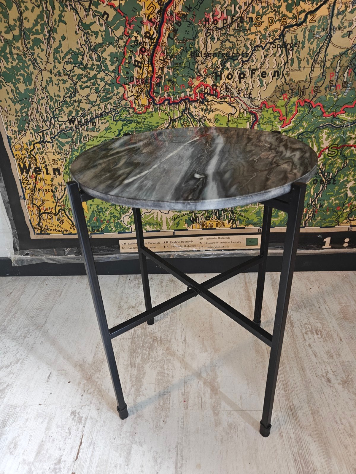 Prachtig Bijzettafel Marmer + Metalen onderstel 50 x 40 cm., Ophalen of Verzenden