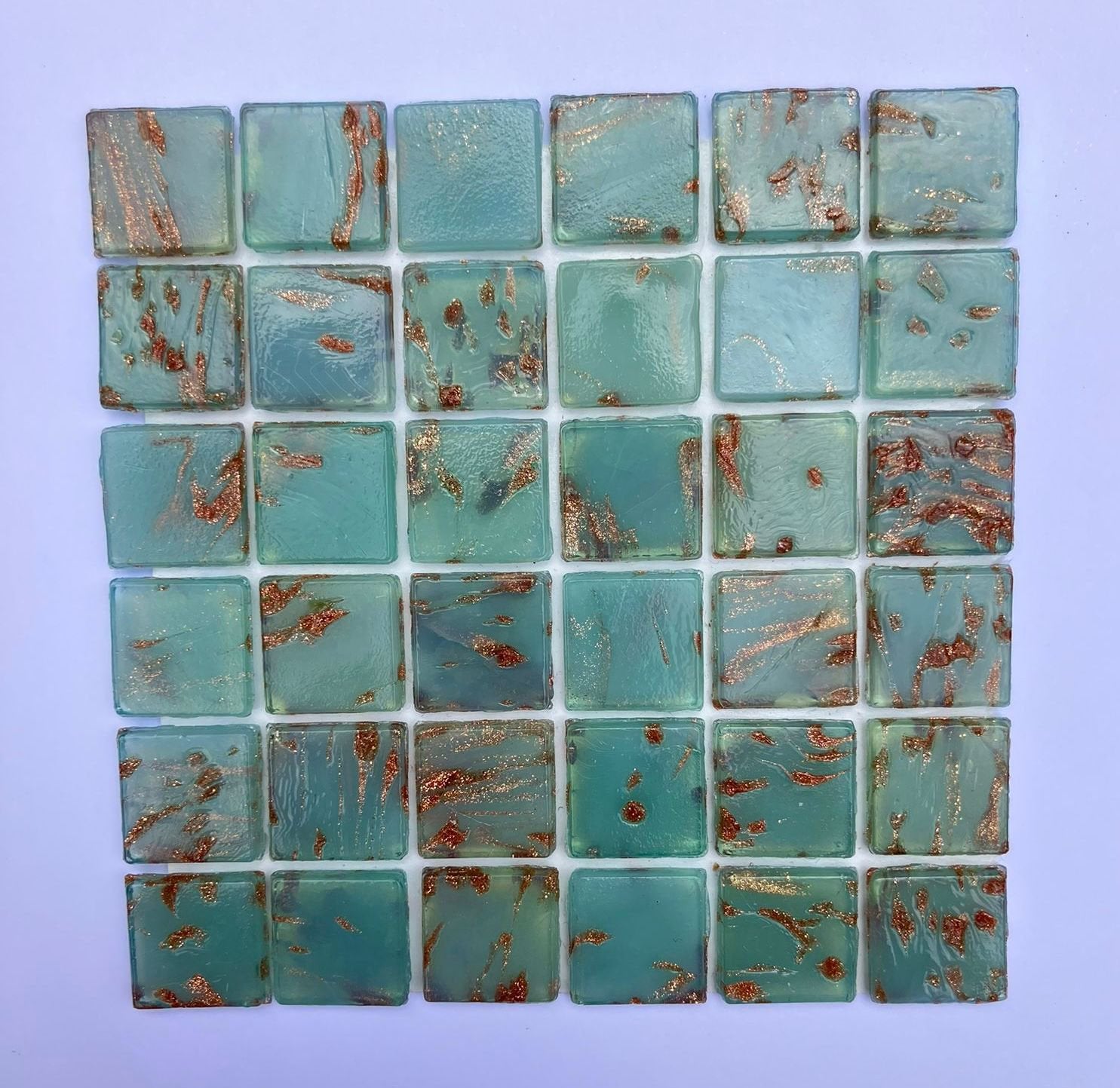 Mozaiek steentjes watergroen goudader 15 mm 36 stuks, Ophalen of Verzenden, Nieuw